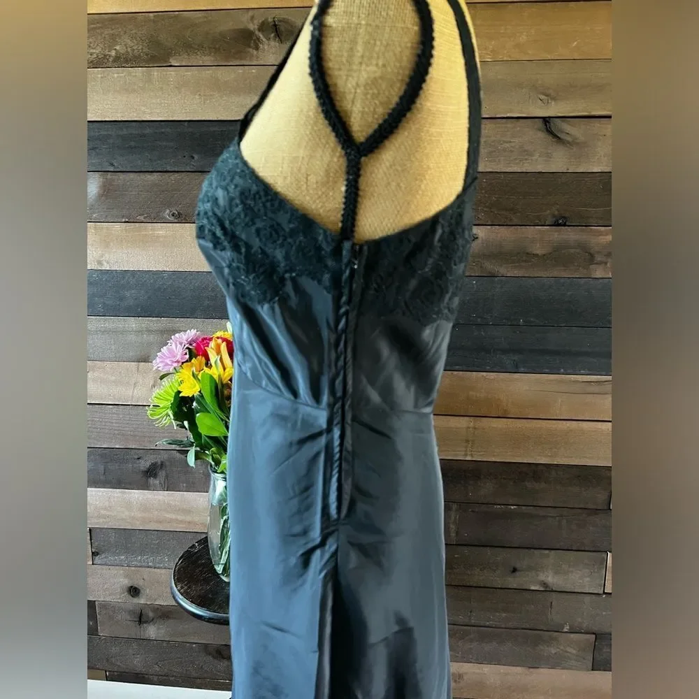 Vintage 1960s Lady Lynne Black Lace Lingerie Night Gown Slip Dress - Picture 4 of 8